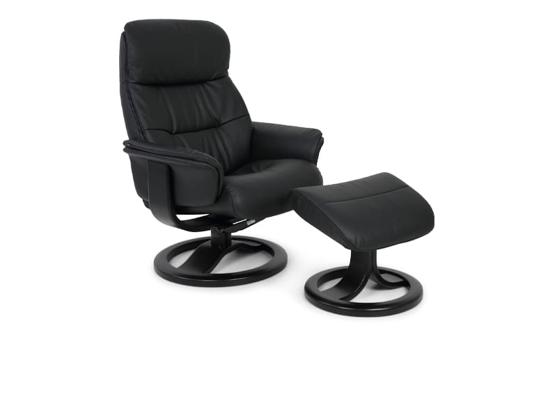 Anne Recliner Black Leather – Large