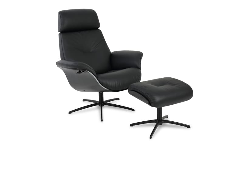 Falcon Recliner Chair & Ottoman – Black